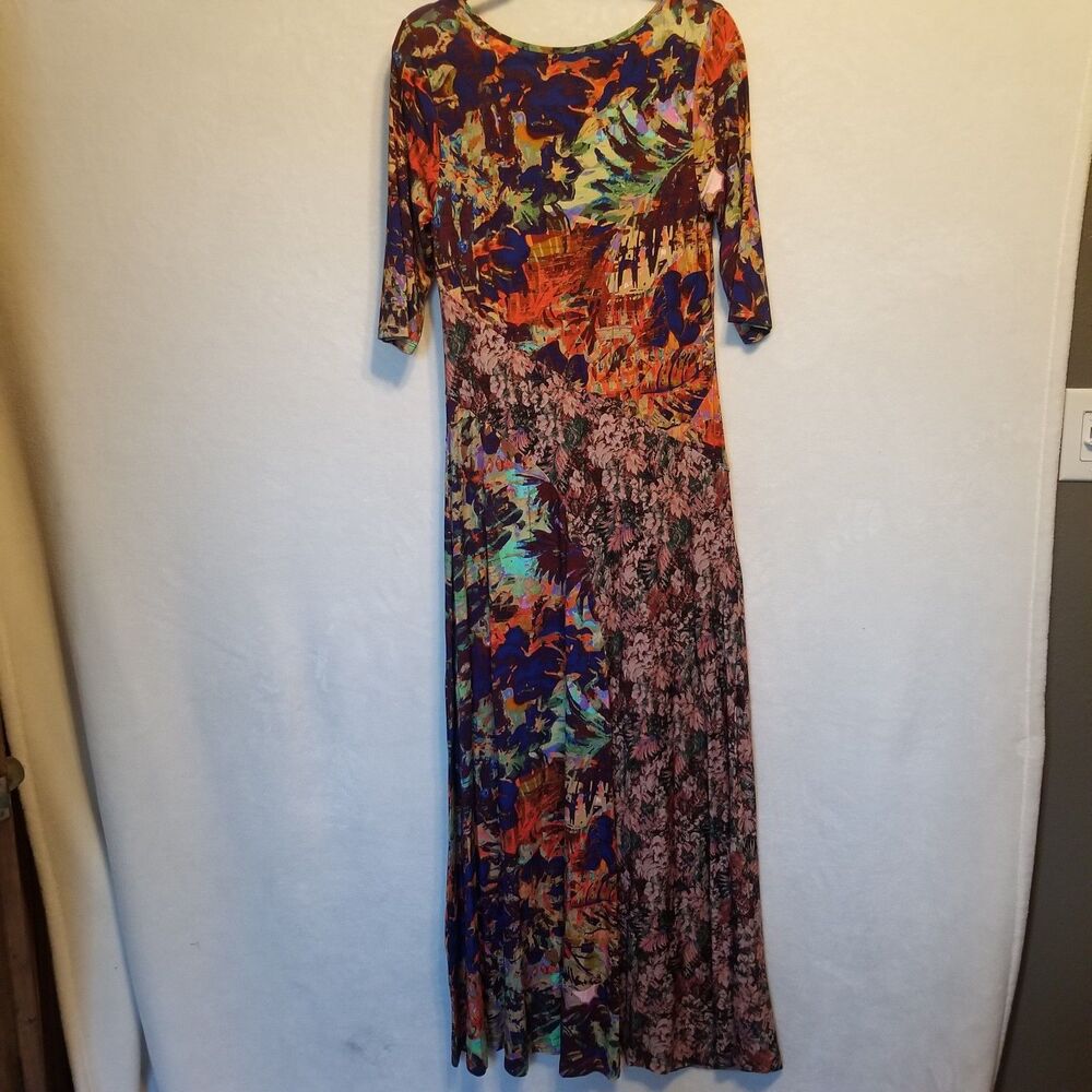 Soft Surroundings S Dress Estelle Maxi Stretch Tropical Boho Patchwork Office - Picture 7 of 8